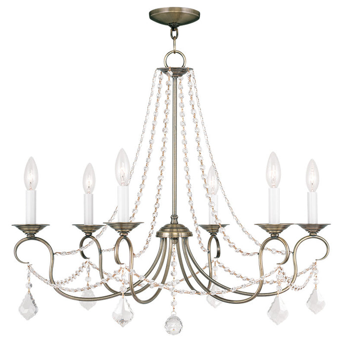 Livex Lighting 6516-01 Six Light Chandelier, Antique Brass