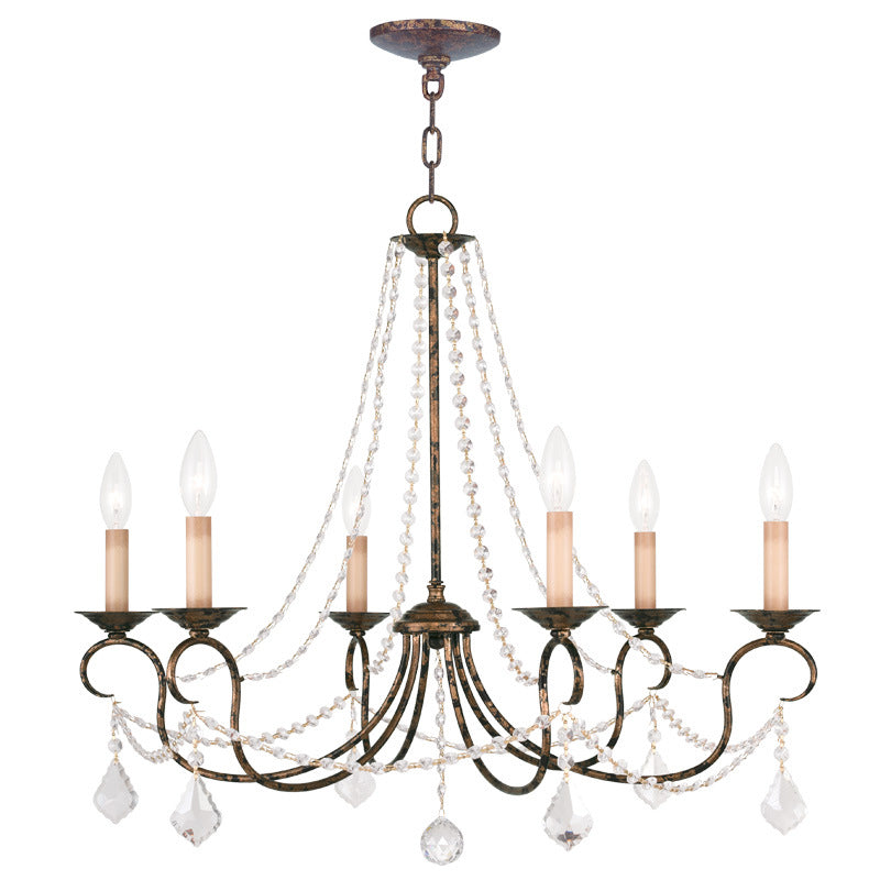 Livex Lighting 6516-71 Six Light Chandelier, Hand Applied Venetian Golden Bronze