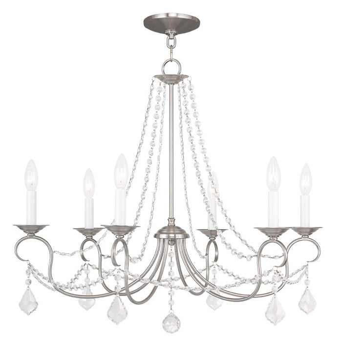 Livex Lighting 6516-91 Six Light Chandelier, Brushed Nickel