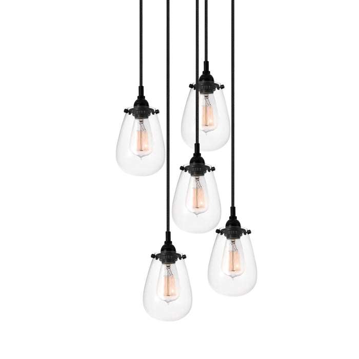Sonneman 4295.25 Five Light Pendant, Satin Black