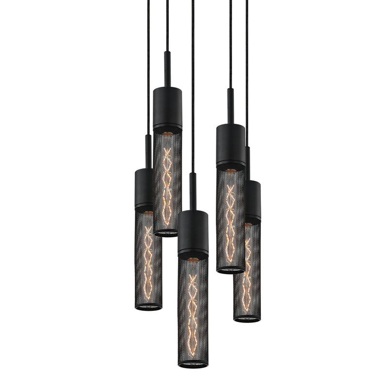 Sonneman 4941.97-5 Five Light Pendant, Textured Black