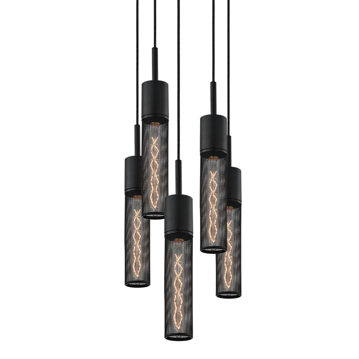 Sonneman 4941.97-5 Five Light Pendant, Textured Black