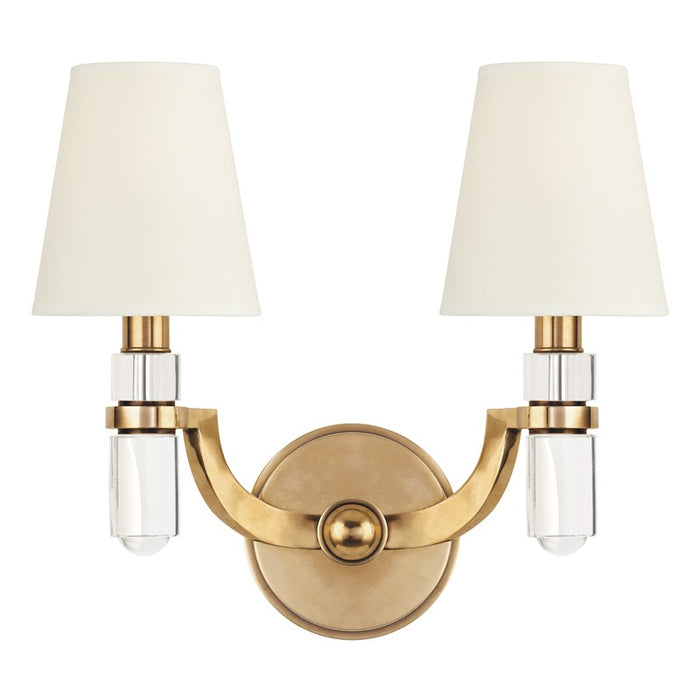 Hudson Valley 982-AGB-WS Two Light Wall Sconce, Aged Brass