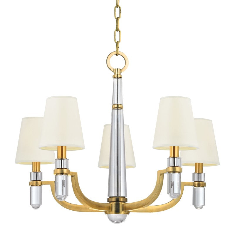 Hudson Valley 985-AGB-WS Five Light Chandelier, Aged Brass