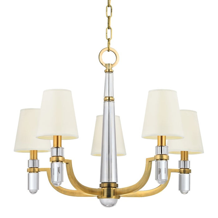 Hudson Valley 985-AGB-WS Five Light Chandelier, Aged Brass