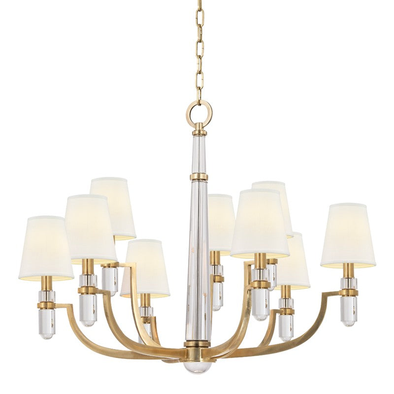 Hudson Valley 989-AGB-WS Nine Light Chandelier, Aged Brass