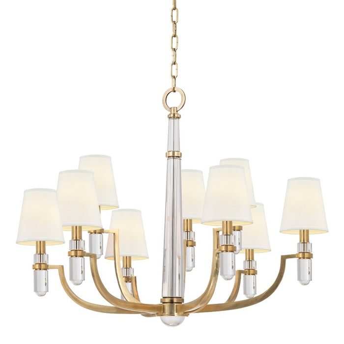 Hudson Valley 989-AGB-WS Nine Light Chandelier, Aged Brass