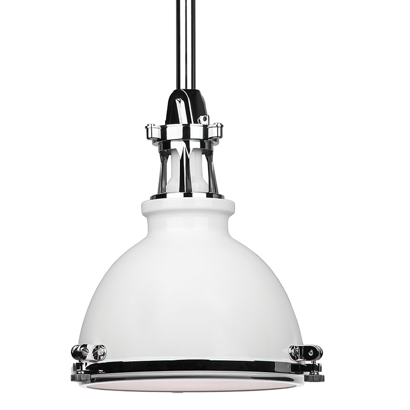 Hudson Valley 4614-WPN One Light Pendant, White/Polished Nickel Combo