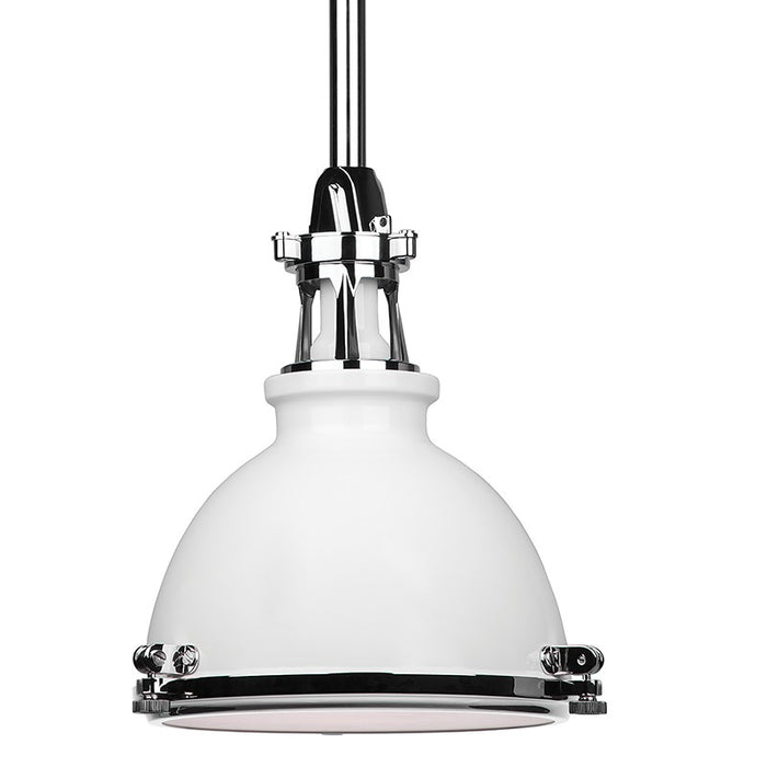 Hudson Valley 4614-WPN One Light Pendant, White/Polished Nickel Combo