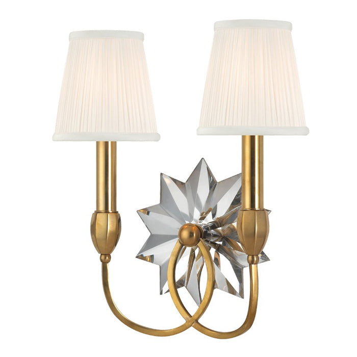 Hudson Valley 3212-AGB Two Light Wall Sconce, Aged Brass