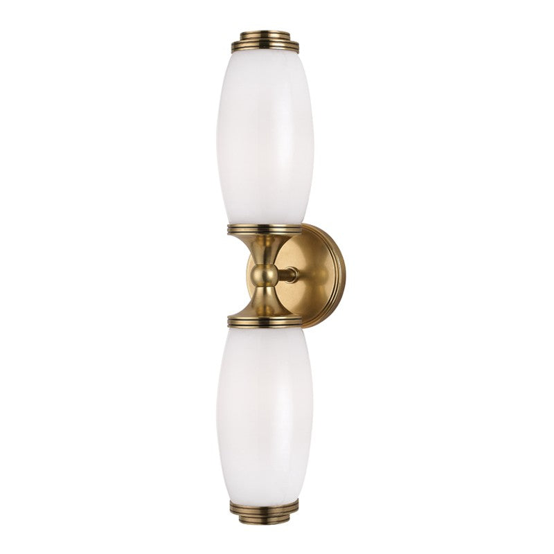 Hudson Valley 1682-AGB Two Light Wall Sconce, Aged Brass