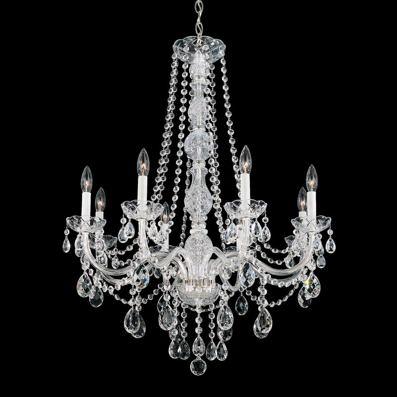 Schonbek 1305-40H Eight Light Chandelier, Polished Silver