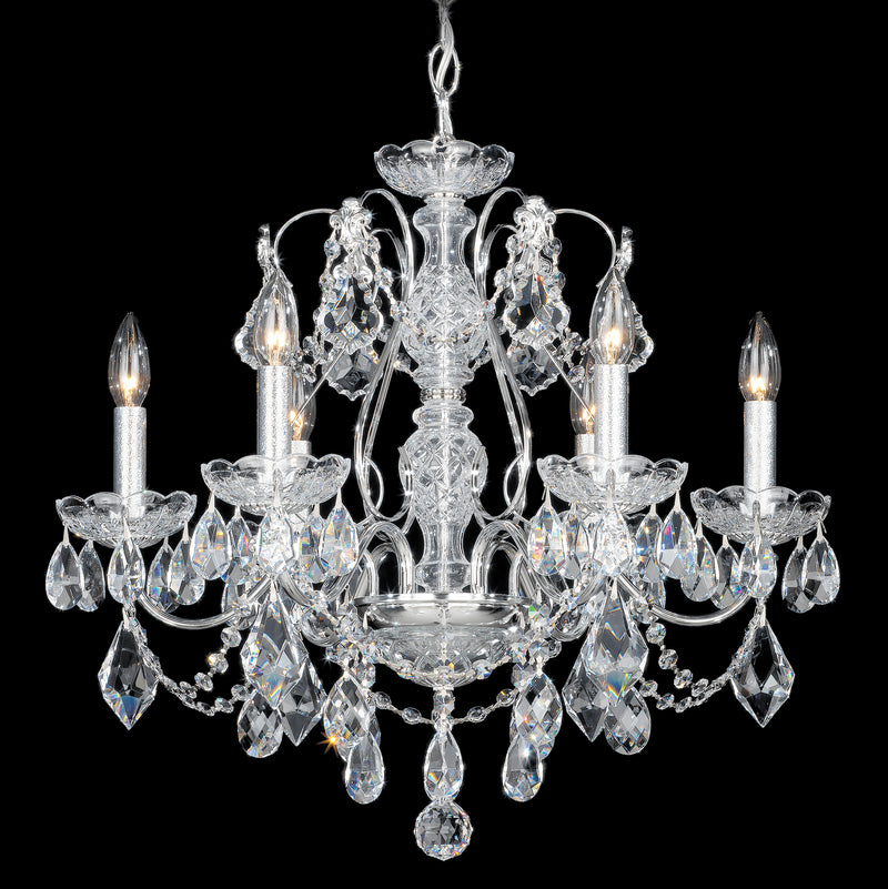 Schonbek 1705-40 Six Light Chandelier, Polished Silver