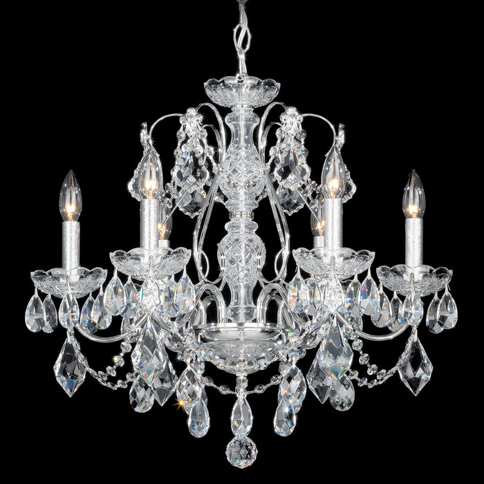 Schonbek 1705-40 Six Light Chandelier, Polished Silver