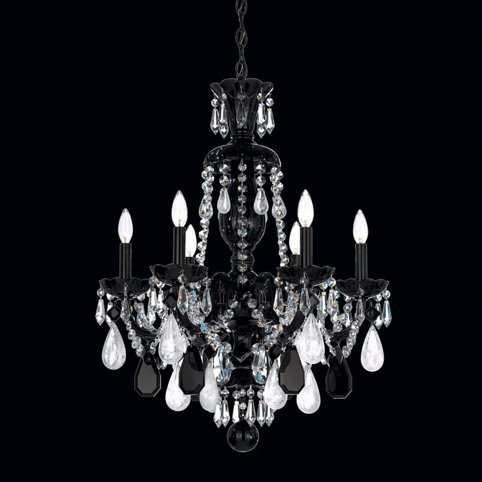 Schonbek 5535BK Six Light Chandelier, Jet Black