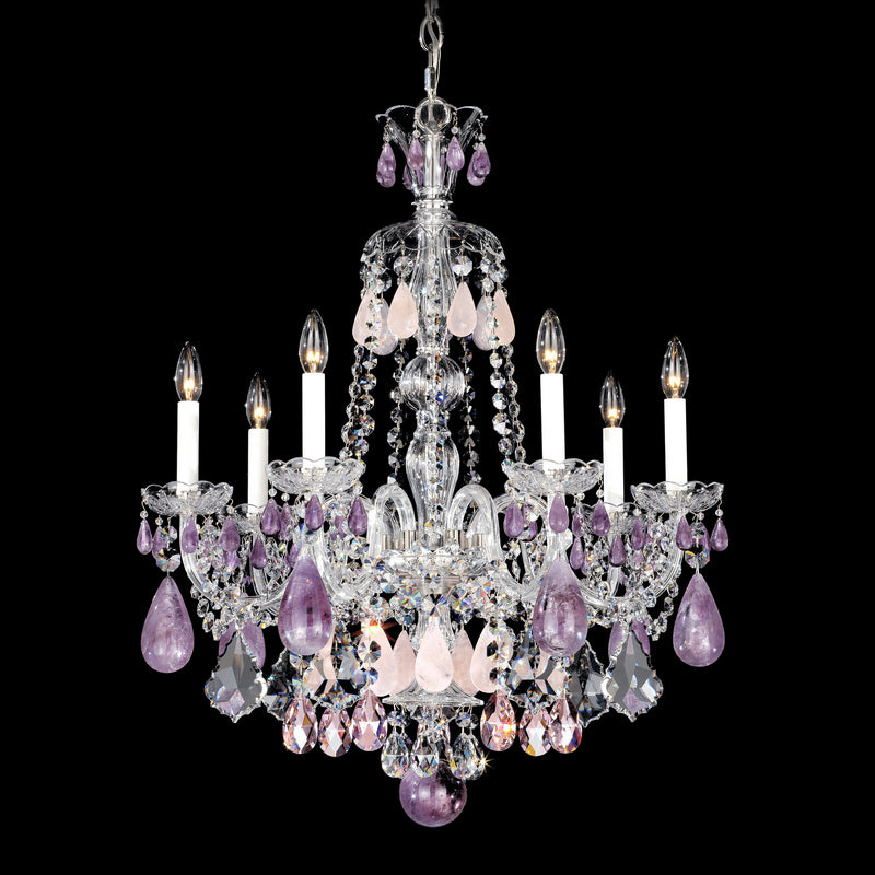 Schonbek 5536AM Seven Light Chandelier, Polished Silver
