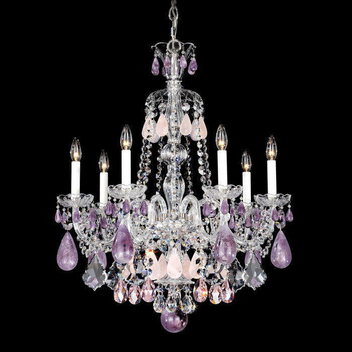 Schonbek 5536AM Seven Light Chandelier, Polished Silver