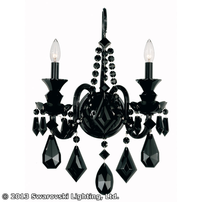 Schonbek 5702BK Two Light Wall Sconce, Jet Black