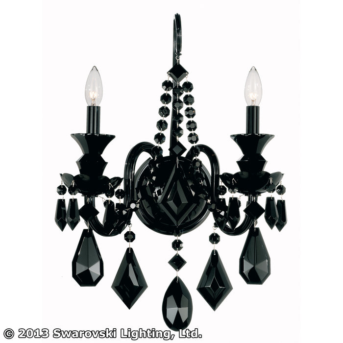 Schonbek 5702BK Two Light Wall Sconce, Jet Black