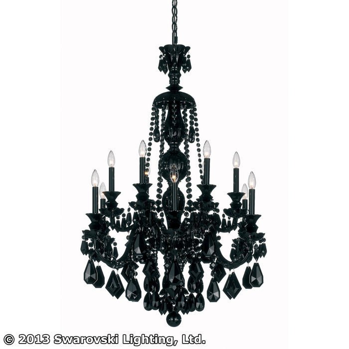 Schonbek 5708BK 12 Light Chandelier, Jet Black
