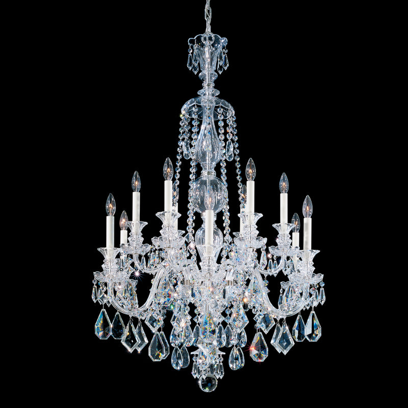 Schonbek 5708CL 12 Light Chandelier, Polished Silver