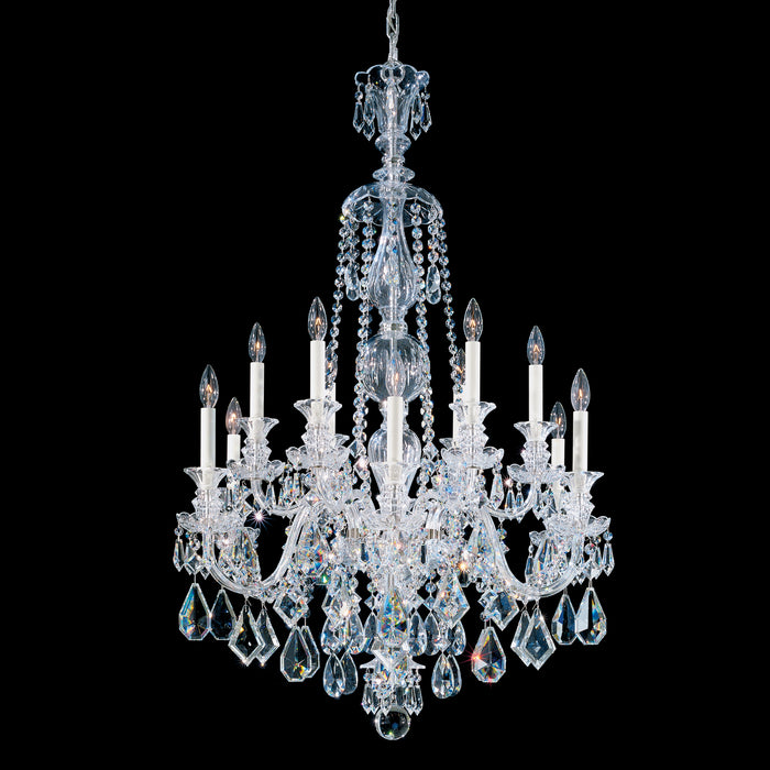 Schonbek 5708CL 12 Light Chandelier, Polished Silver