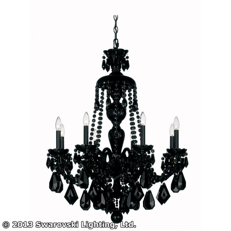 Schonbek 5737BK Eight Light Chandelier, Jet Black