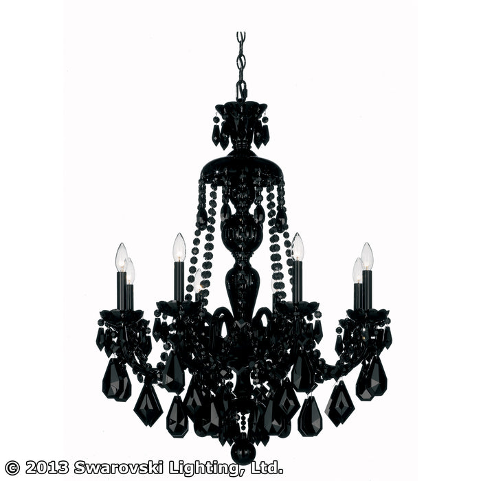 Schonbek 5737BK Eight Light Chandelier, Jet Black
