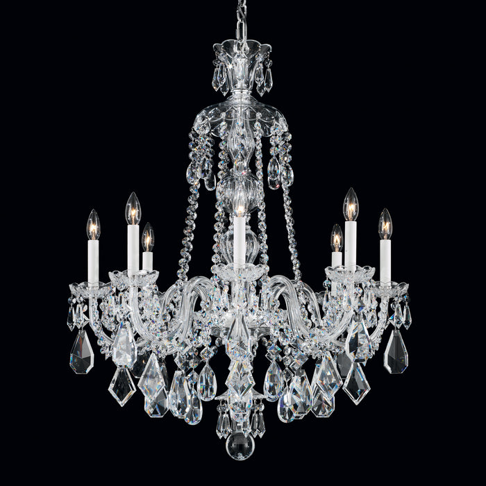 Schonbek 5737CL Eight Light Chandelier, Polished Silver