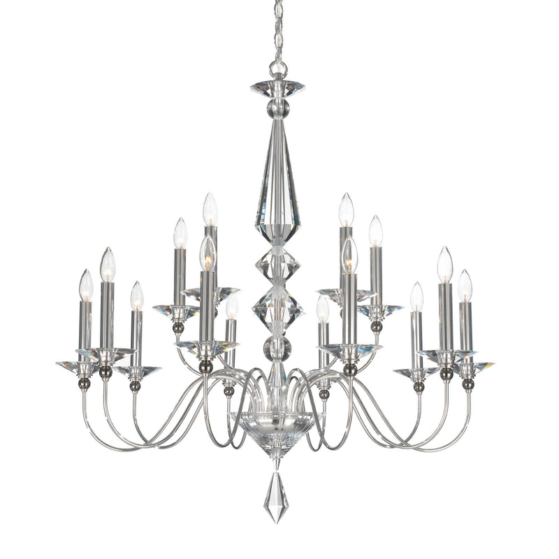 Schonbek 9685-40CL 15 Light Chandelier, Polished Silver
