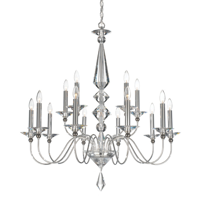 Schonbek 9685-40CL 15 Light Chandelier, Polished Silver