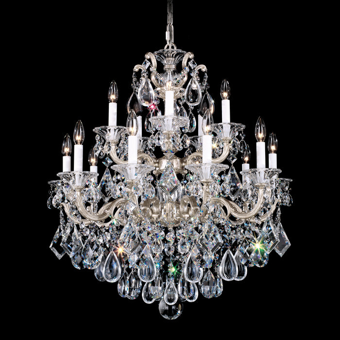 Schonbek 5075-48 15 Light Chandelier, Antique Silver