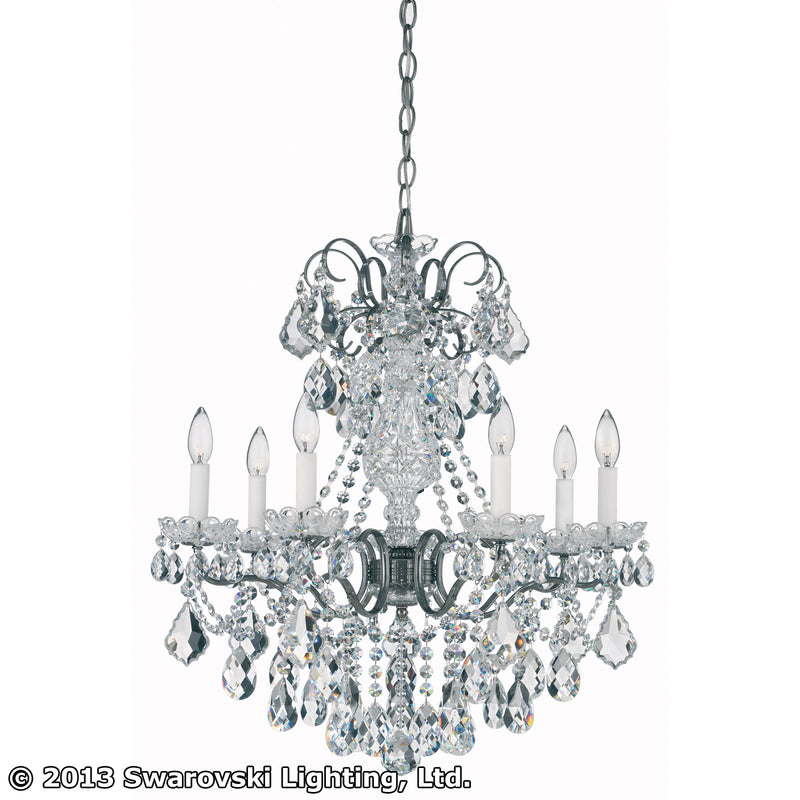Schonbek 3656-49H Seven Light Chandelier, Black Pearl