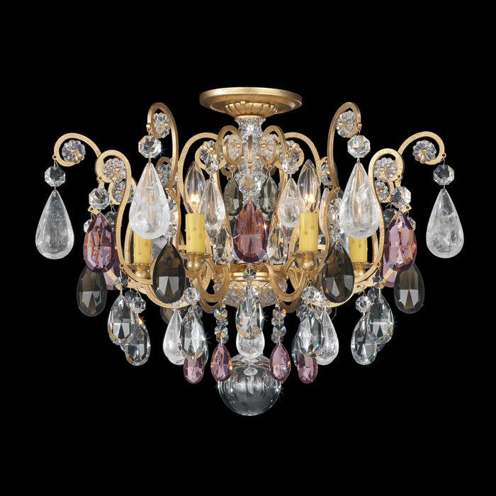 Schonbek 3584-22AD Six Light Semi-Flush Mount, Heirloom Gold