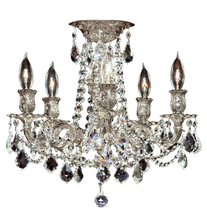 American Brass & Crystal FM9202-A-08G Five Light Flush Mount, Silver