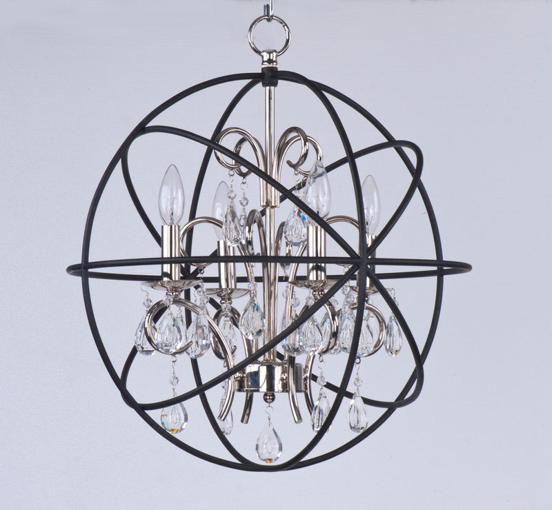 Maxim 25142ARPN Four Light Pendant, Anthracite / Polished Nickel
