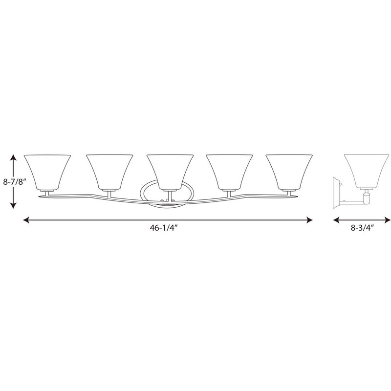 Progress Lighting P2016-09 Five Light Bath Bracket, Brushed Nickel