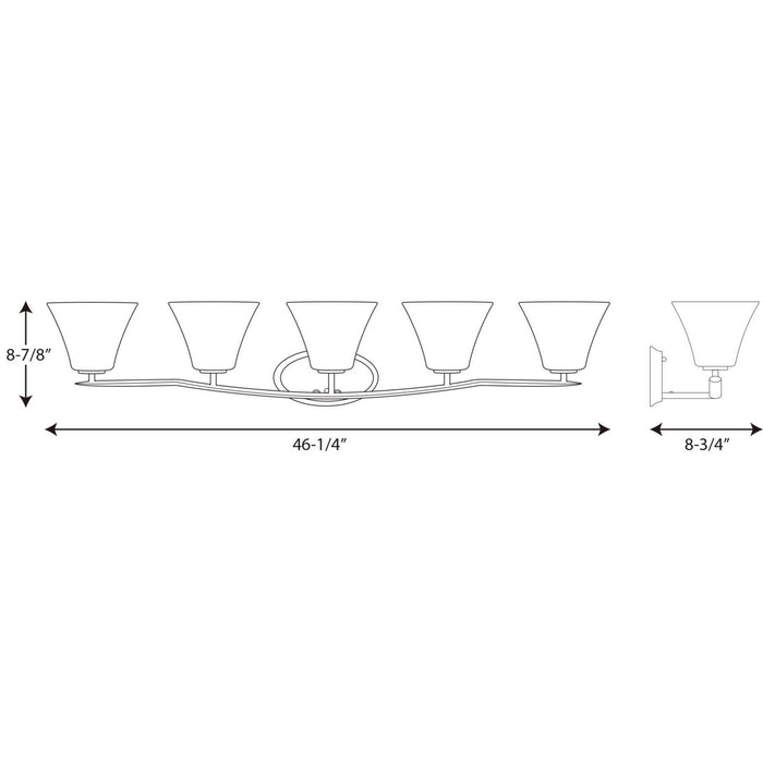 Progress Lighting P2016-09 Five Light Bath Bracket, Brushed Nickel