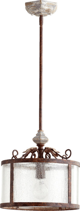 Quorum 3052-56 One Light Pendant, Manchester Grey w/ Rust Accents