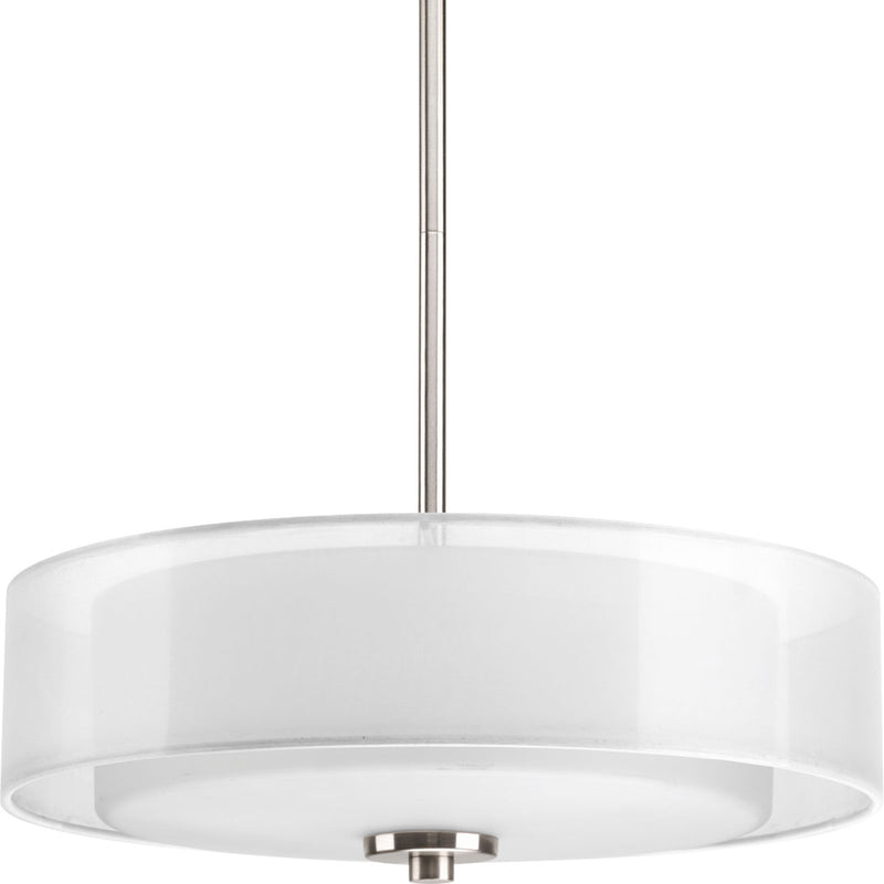 Progress Lighting P3694-09 Three Light Semi-Flush Convertible, Brushed Nickel