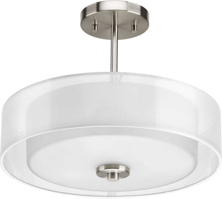 Progress Lighting P3694-09 Three Light Semi-Flush Convertible, Brushed Nickel