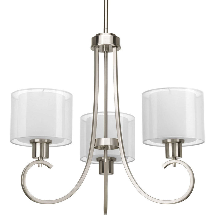 Progress Lighting P4695-09 Three Light Chandelier, Brushed Nickel