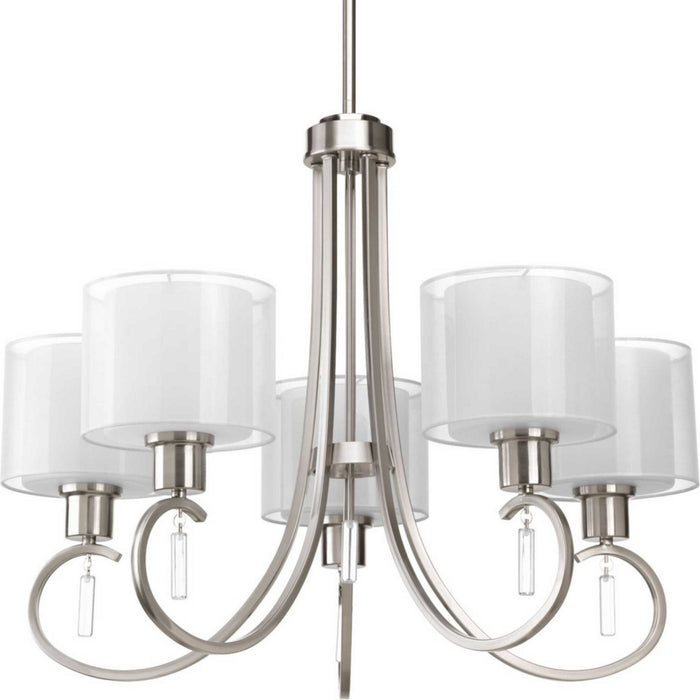 Progress Lighting P4696-09 Five Light Chandelier, Brushed Nickel