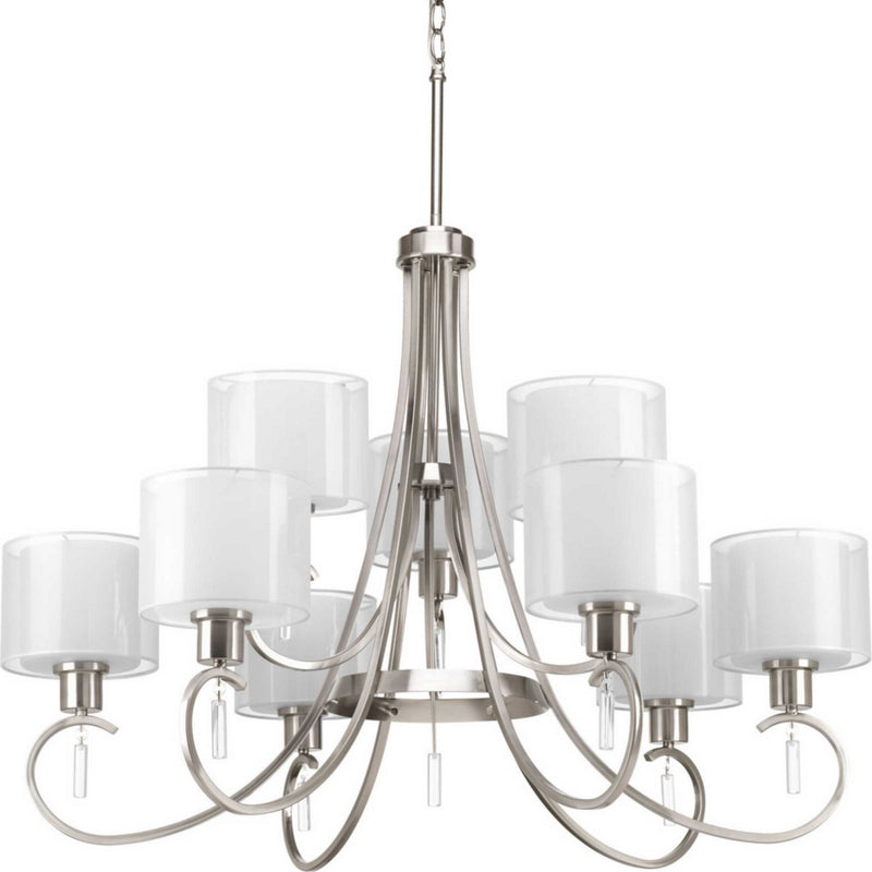 Progress Lighting P4697-09 Nine Light Chandelier, Brushed Nickel