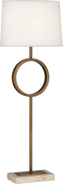Robert Abbey 2257 One Light Table Lamp, Aged Brass w/Travertine Stone RHBN