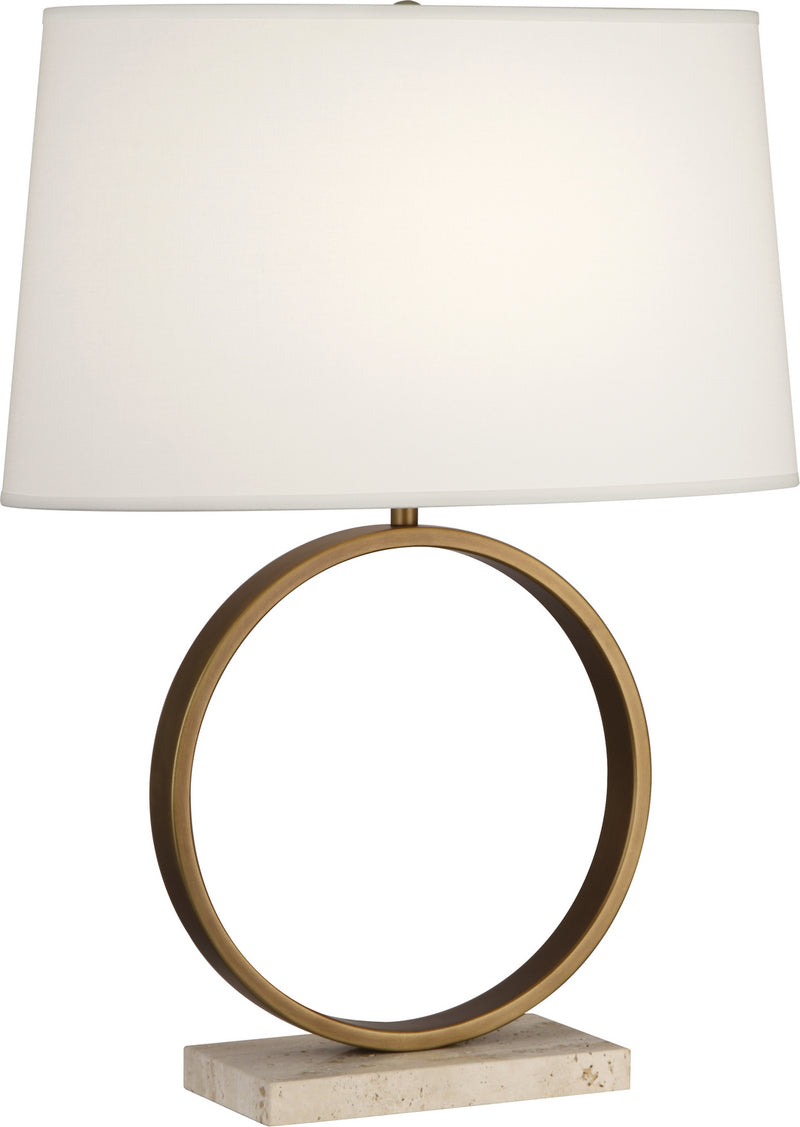 Robert Abbey 2295 One Light Table Lamp, Aged Brass w/Travertine Stone RHBN
