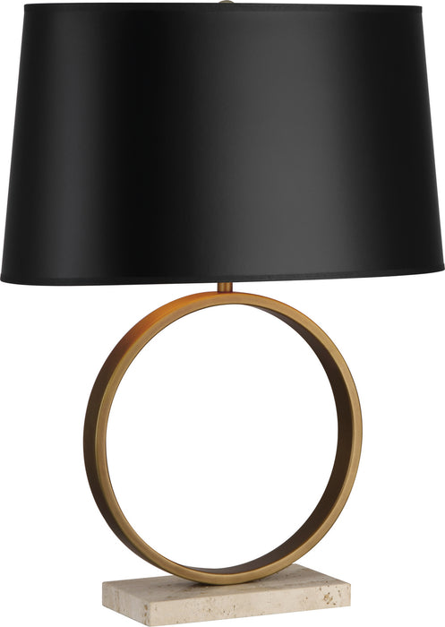 Robert Abbey 2295B One Light Table Lamp, Aged Brass w/Travertine Stone RHBN