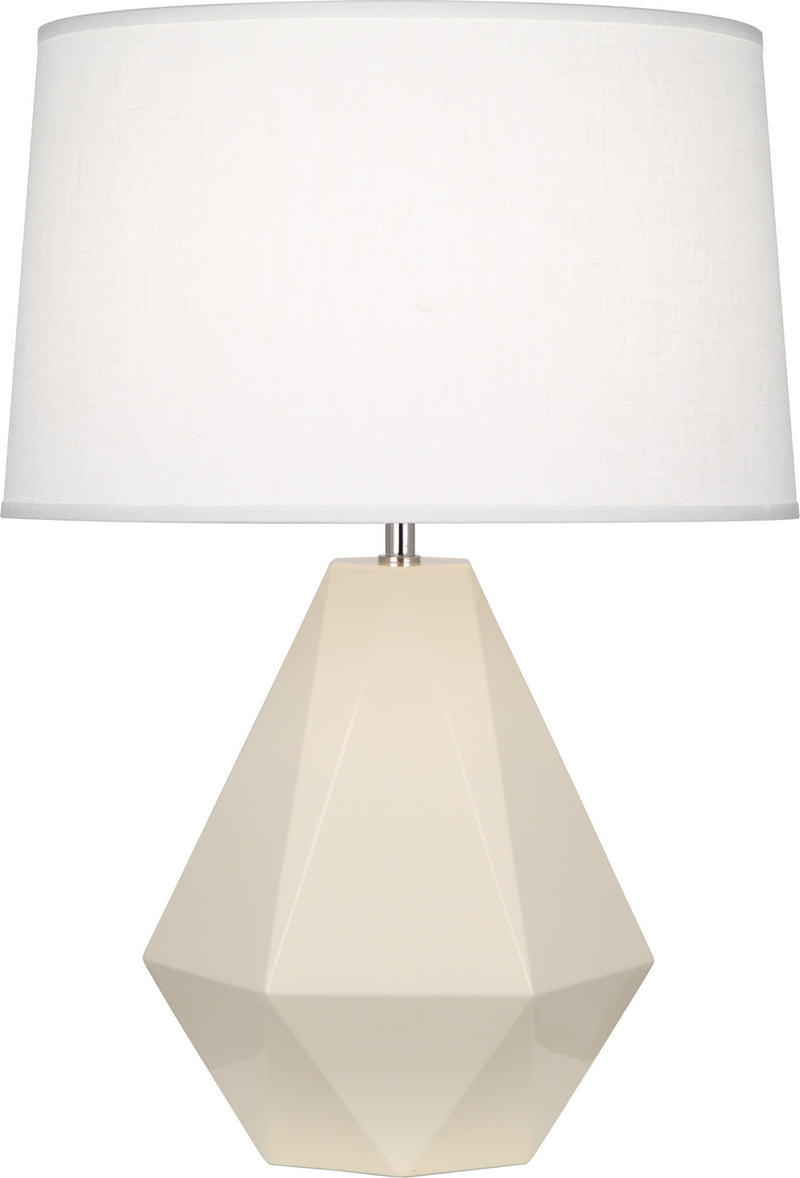 Robert Abbey 930 One Light Table Lamp, Bone Glazed Ceramic w/Polished Nickel