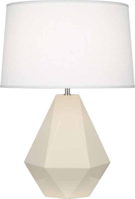 Robert Abbey 930 One Light Table Lamp, Bone Glazed Ceramic w/Polished Nickel