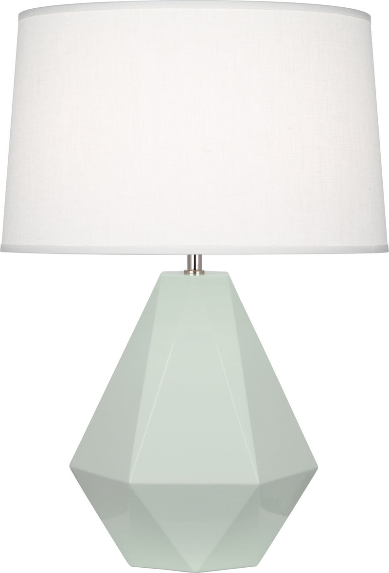 Robert Abbey 947 One Light Table Lamp, Celadon Glazed Ceramic w/Polished Nickel